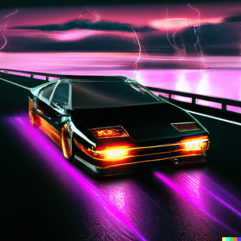 Synthwave sports car